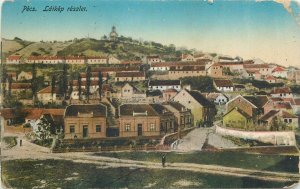 Hungary Postcard Pecs panorama illustration