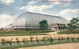 Vintage Postcard 1909 New Conservatory Garfield Park Chicago Illinois ILL.