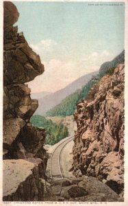 Vintage Postcard Crawford Notch From M.C.R.R. Cut White Mountains New Hampshire