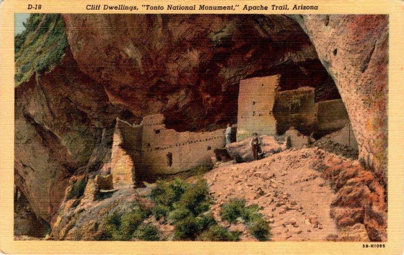 Cliff Dwellings, Tonto National Monument, Apache Trail, Arizona, 1540,  Postcard