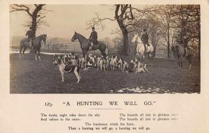 Hunting Men on Horseback Dogs Real Photo Antique Postcard J58324