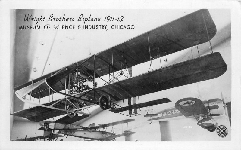 Postcard RPPC 1930s Early Aviation Wright Biplane Illinois Chicago 23-12412