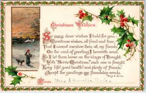 ARTS & CRAFTS Style   CHRISTMAS WISHES  Postcard  1913 Nister   Publisher