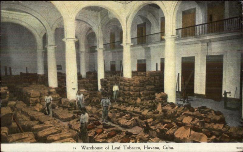 Havana Cuba Warehouse Leaf Tobacco c1915 Postcard MADE IN USA