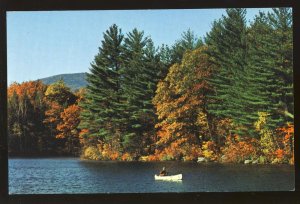 Beautiful New Hampshire/NH Postcard, Fishing On Pond In Canoe