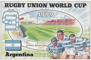 Argentina Llanelli Sradey Park Rugby World Cup Stadium Uniform Postcard