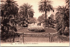 Tunisia Tunis Square de la Résidence Vintage Postcard C177