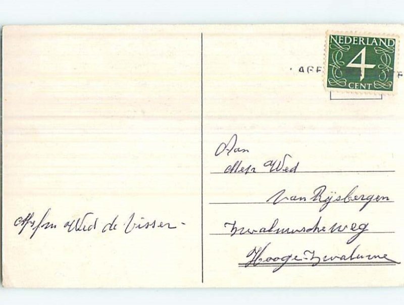 1950's New Year foreign DEER AND BIRDS IN WINTER SCENE o7253