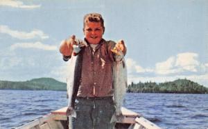 STUART LAKE BRITISH COLUMBIA TROUT FISHING SUCCESS-GUNDERSON PHOTO POSTCARD