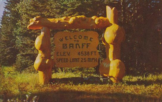 Entrance Sign Banff National Park Canada