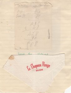 Le Chapeau Rouge Dijon Old Cafe Hotel Bill & Serviette