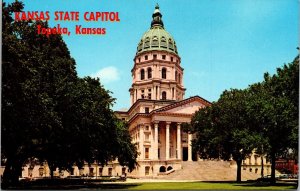 Kansas State Capitol Topeka KS Dome Postcard VTG UNP Plastichrome Vintage Unused 