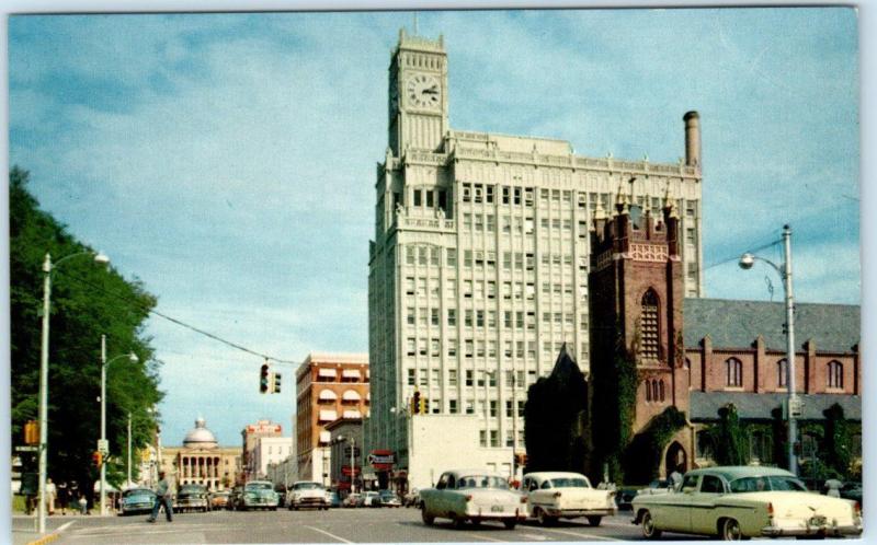 JACKSON, MS ~ CAPITOL STREET Scene, St. Andrews, Lamar Life  1950s Cars Postcard 