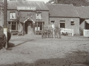 Watford GARSTON Crossroad WW1 SOLDIERS OUTSIDE PUB & WATERSON STORE c1914 RP PC