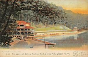 CHESTER WV~ROCK SPRING PARK~LAKE & BATHING PAVILION-ROTOGRAPH PHOTO POSTCARD