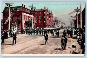 Anaconda Montana MT Postcard Main Street Looking South Crowd Road 1910 Vintage