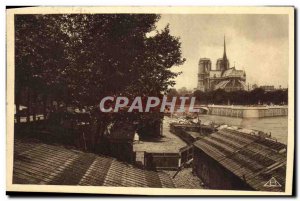 Old Postcard Paris Pont de l & # 39archeveche and Notre Dame