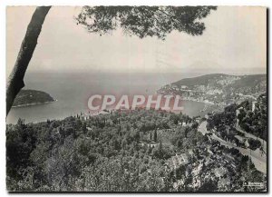 Modern Postcard Villefranche sur Mer harbor views and the Moyenne Corniche