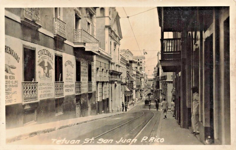 San Juan Puerto Rico PR~Tetuan Street Calle-Signs~1920s REAL PHOTO POSTCARD