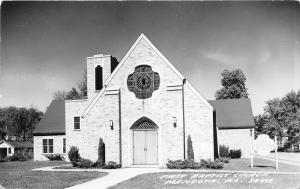 Mendota Illinois~First Baptist Church~Sign in Yard~Beautiful Window~RPPC