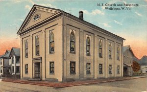 F42/ Wellsburg West Virginia Postcard 1913 M.E. Church and Parsonage