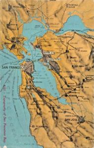 SAN FRANCISCO BAY-BERKELEY OAKLAND CALIFORNIA~TOPOGRAPHY POSTCARD