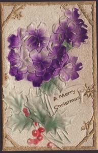 A Merry Christmas,Flowers,Holly Postcard