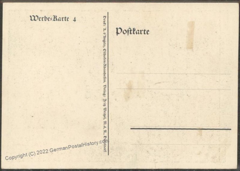 3rd Reich 1932 Duesseldorf SS Graves Werbekarte 4 Advertising Card UNUSED 106919