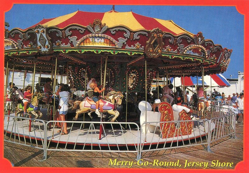 JERSEY SHORE NJ MERRY-GO-ROUND UNUSED CONTINENTAL CHROME POSTCARD