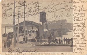 Harford Connecticut bridge ruins 1895 fire private mailing antique pc Z19813