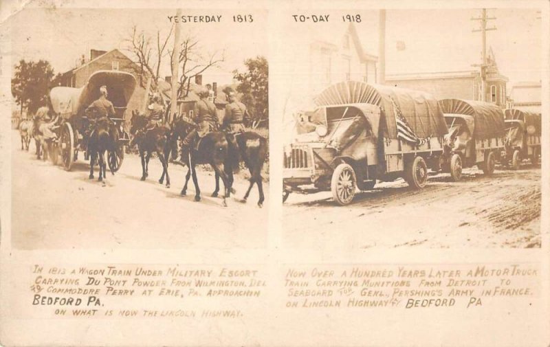 Bedford Pennsylvania Military Wagon and Trucks Real Photo Postcard AA13836