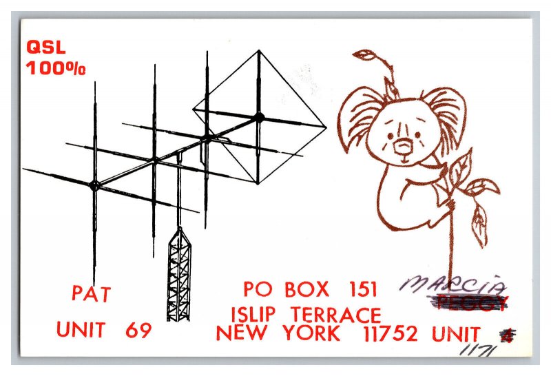 Postcard QSL CB Ham Radio Amateur Card From Islip Terrace New York 