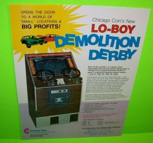 DEMOLITION DERBY Arcade FLYER Original LO BOY Model Promo Artwork Chicago Coin