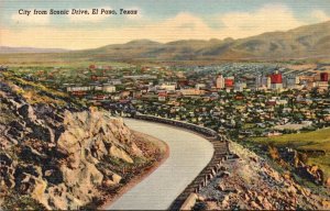 Texas El Paso View Of City From Scenic Drive Curteich