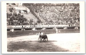 Vintage Bullfighting Arena Scene Black & White Postcard Spain