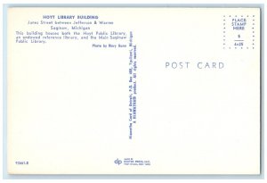 c1960 Hoyt Public Library Building Janes Street Warren Saginaw Michigan Postcard