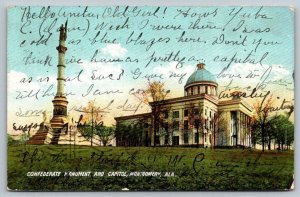 1907 Civil War Confederate Monument  State Capitol  Montgomery Alabama  Postcard