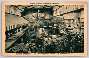 St Petersburg FL~Interior~Garden Cafeteria~Dining In Tropical Setting~1949 PC