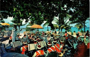 Jamaica Military Band Ocean Beach Palms VTG Postcard UNP Unused Vintage Chrome 