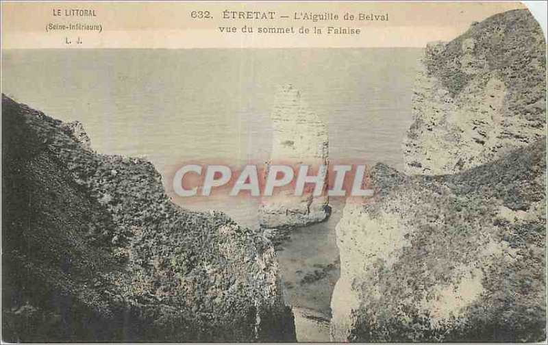 Old Postcard The Littoral Etretat (Seine Inferieur) Aiguille de Belval for th...