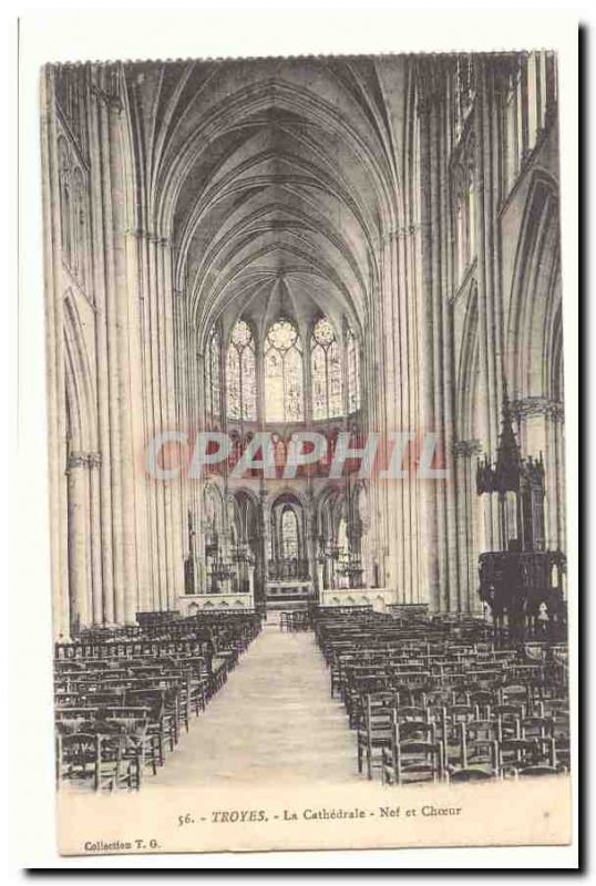 Troyes Old Postcard The cathedral nave and choir