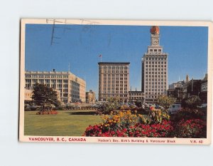 Postcard Hudson's Bay, Birk's Building & Vancouver Brook, Vancouver, Canada