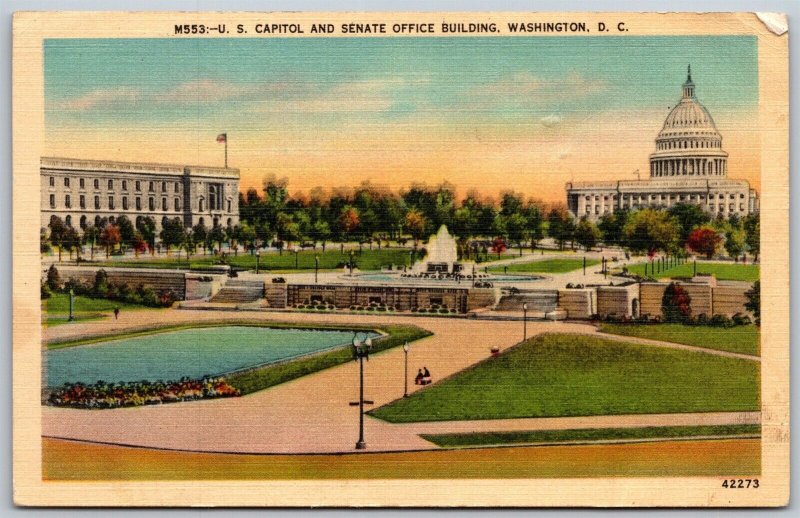 Vtg Washington DC US Capitol and Senate Office Building 1930s View Postcard