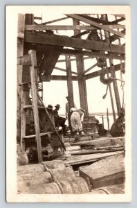 RPPC  Mine Shaft  Oil Rig  Workers  c1910  Postcard