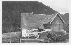L122 Germany 1933 Freiburg Breisgau House Family sitting table vintage postcard