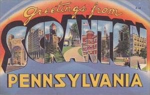 Pennsylvania Scranton Greetings From Large Letter Linen