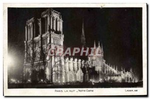 Old Postcard Paris Night Notre Dame