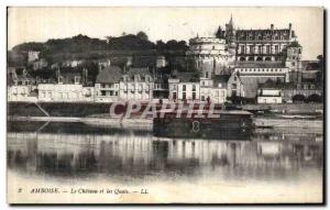 Old Postcard Amboise Castle and Quays