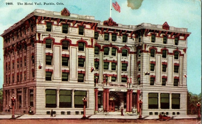 C.1910 The Hotel Vail, Pueblo, CO Postcard P186