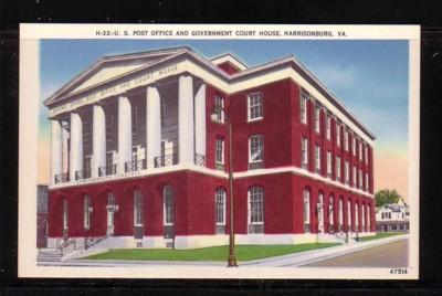 Virginia Postcard Post Office Court House Harrisonburg